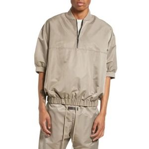 NEW Essentials Fear Of God Desert Taupe Short Sleeve Half-Zip Sweatshirt SIZE S